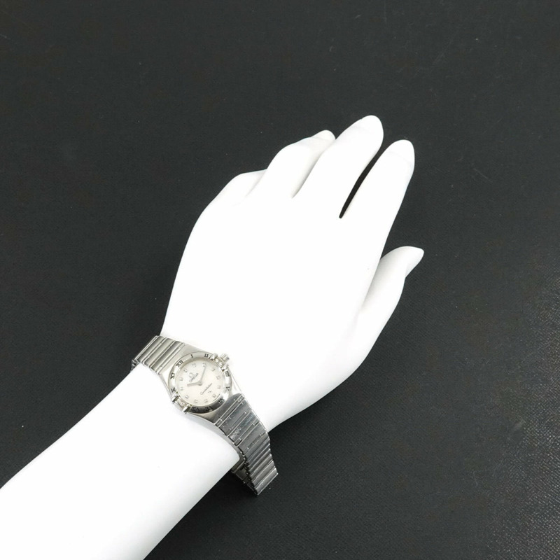 歐米茄星座系列迷你款 My Choice 1566 76 4P 鑲鑽錶圈女錶 12P 白色錶殼石英錶-2