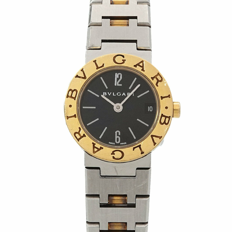 寶格麗 BB23SG 女士腕錶，日期顯示，黑色 YG 黃金石英錶-0