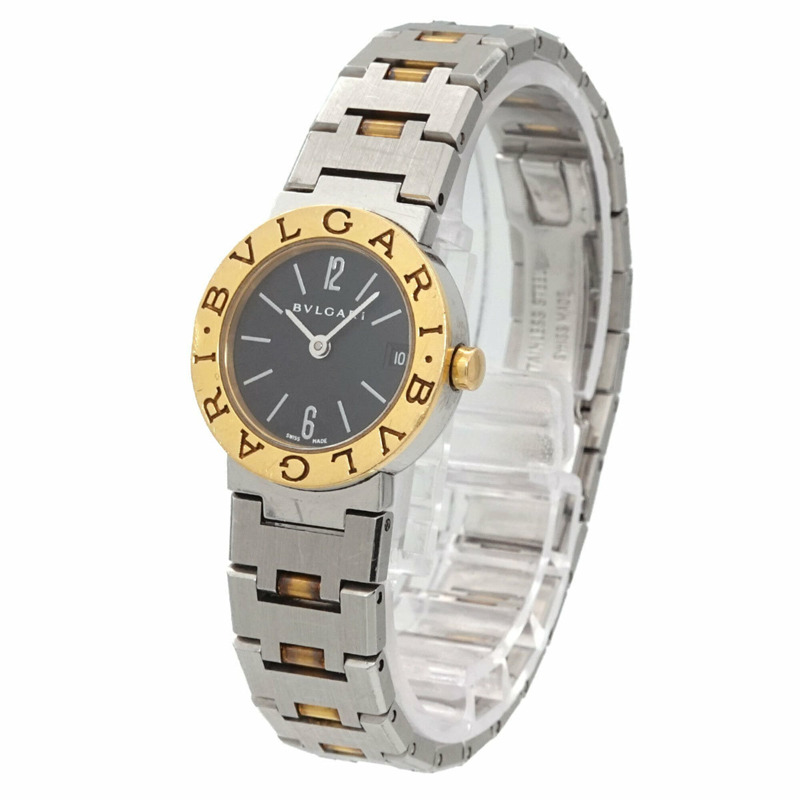 寶格麗 BB23SG 女士腕錶，日期顯示，黑色 YG 黃金石英錶-1