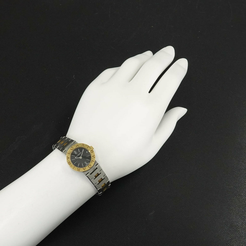 寶格麗 BB23SG 女士腕錶，日期顯示，黑色 YG 黃金石英錶-2