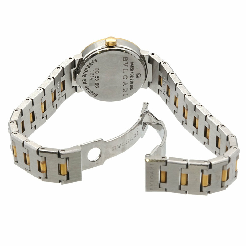 寶格麗 BB23SG 女士腕錶，日期顯示，黑色 YG 黃金石英錶-3