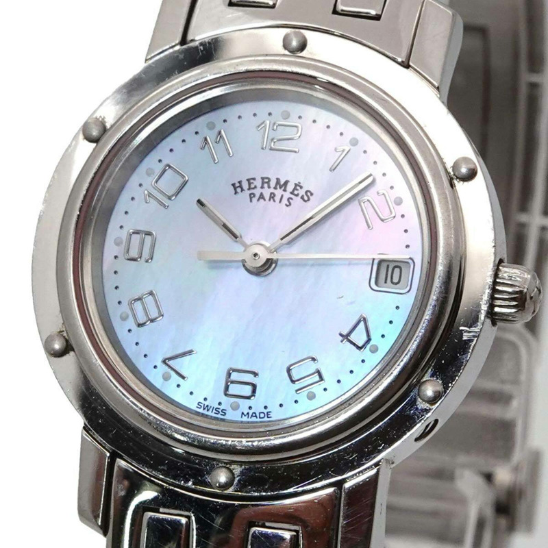 愛馬仕 Clipper CL4 210 女士腕錶，日期顯示，藍色錶殼，石英錶-6