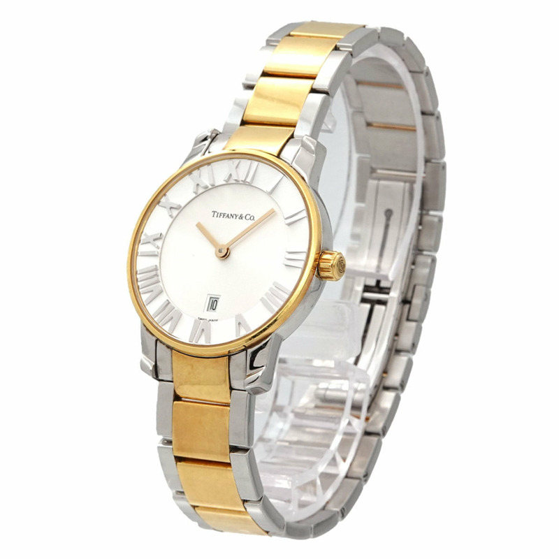 Tiffany & Co.) Atlas Dome Combination Z1830 11 15A21A00A 女士腕錶，日期顯示，銀色，石英錶-2