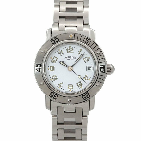 愛馬仕 CL5 210 女士腕錶，日期顯示，白色石英錶