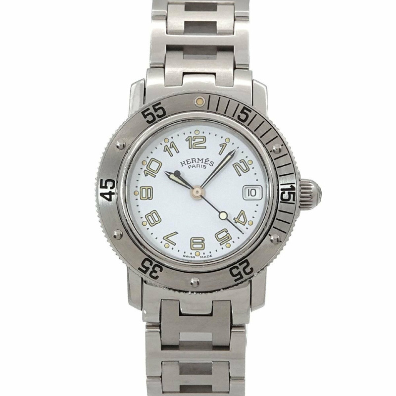 愛馬仕 CL5 210 女士腕錶，日期顯示，白色石英錶-0