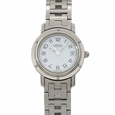 愛馬仕 Clipper CL4 210 女士腕錶，日期顯示，白色石英錶