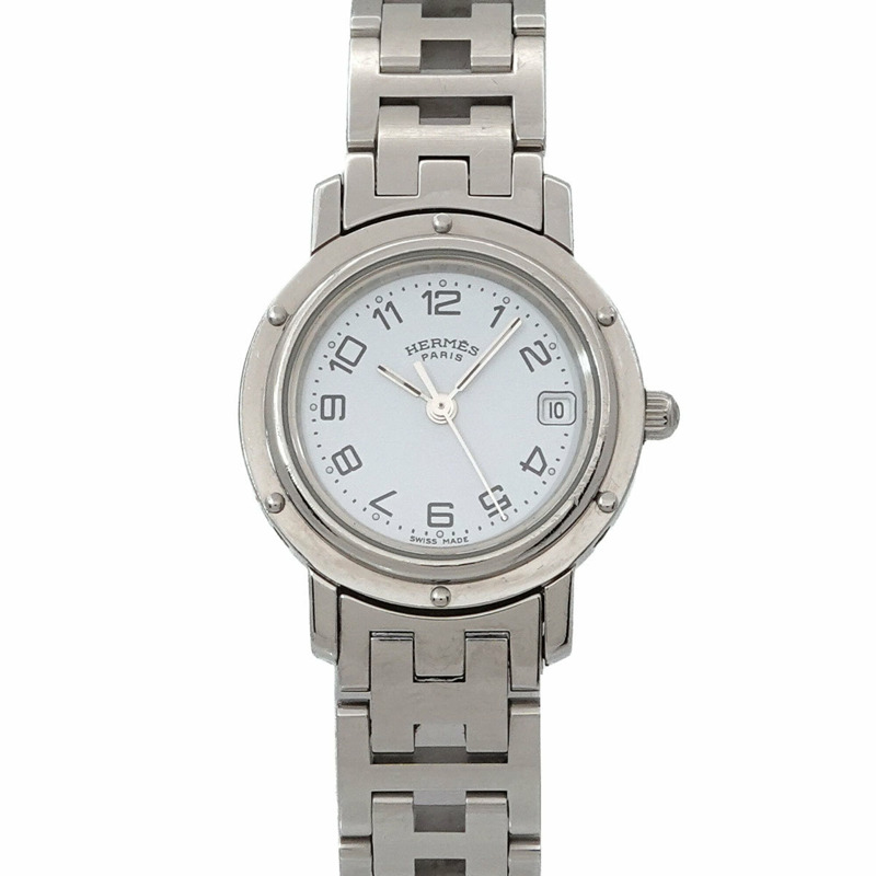 愛馬仕 Clipper CL4 210 女士腕錶，日期顯示，白色石英錶-0