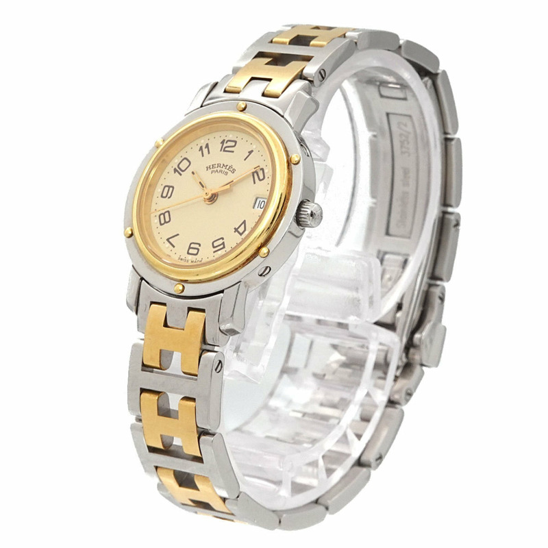 愛馬仕 CL4 220 女士腕錶，日期顯示，象牙色，石英錶-1