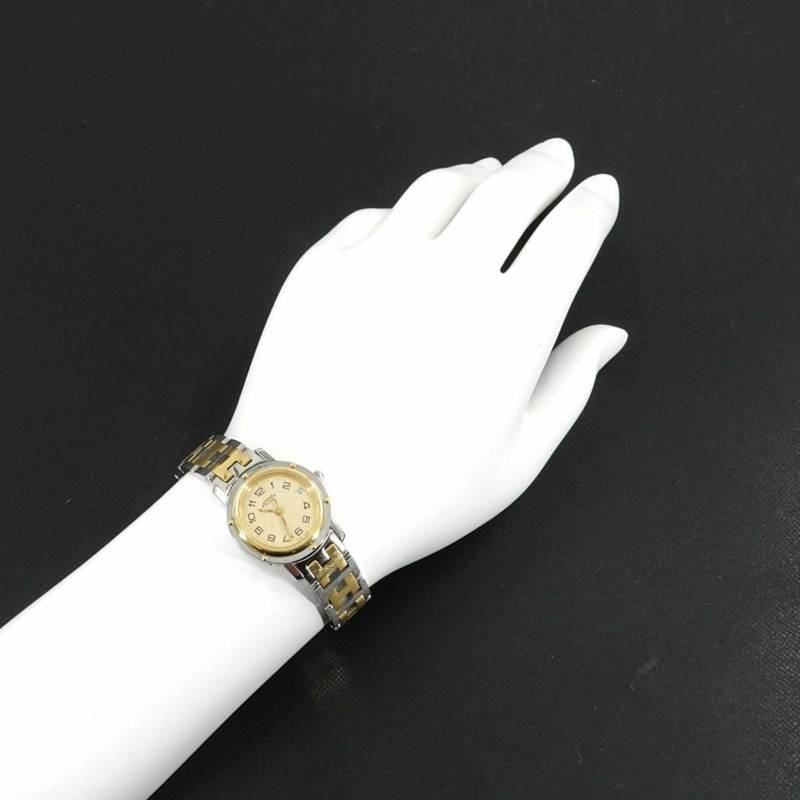 愛馬仕 CL4 220 女士腕錶，日期顯示，象牙色，石英錶-2