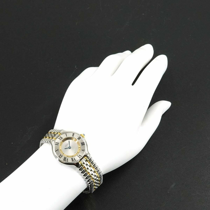 卡地亞 Must 21 Vingt-et-un SM 雙色 W10075F4 女士腕錶 銀色石英錶-2