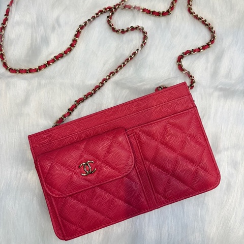 Chanel Woc 西瓜紅 斜背包✨