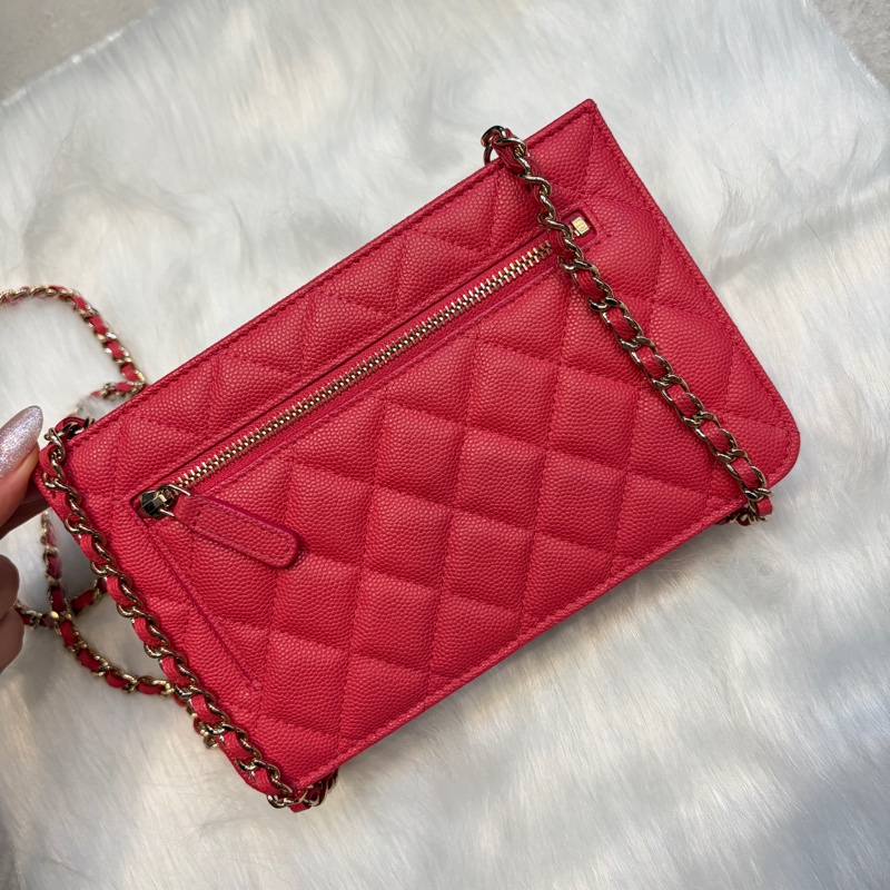 Chanel Woc 西瓜紅 斜背包✨-9