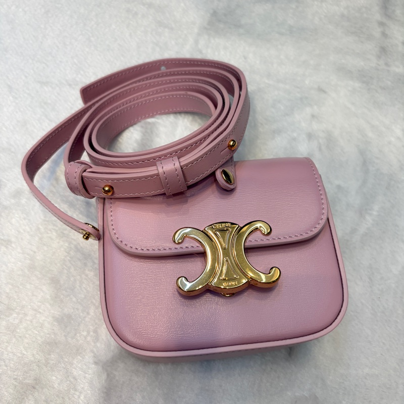 Celine 凱旋門 粉色 金釦 迷你包✨-1