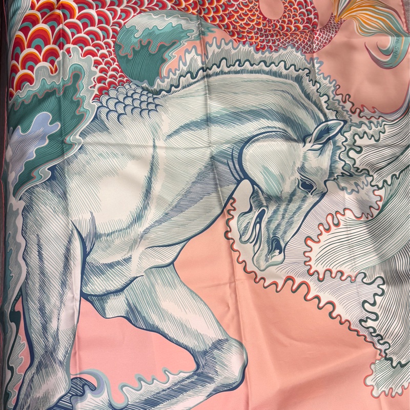 全新hermes 愛馬仕 熱賣款稀有雙面絲巾 圍巾 披肩駿馬90公分-1