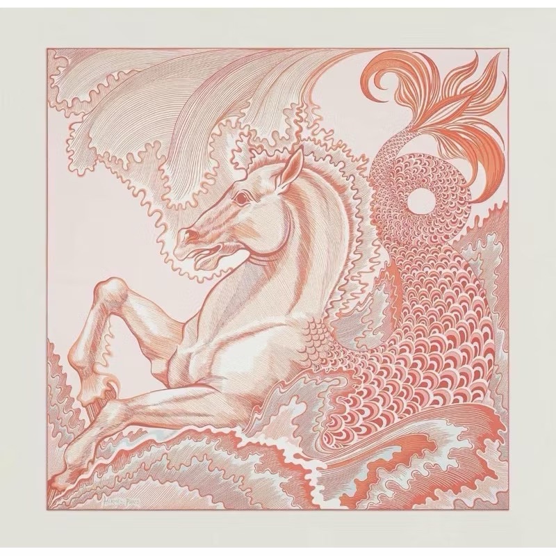 全新hermes 愛馬仕 熱賣款稀有雙面絲巾 圍巾 披肩駿馬90公分-9