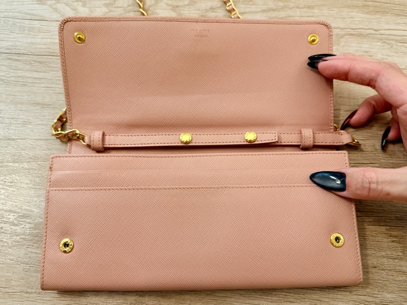 Prada wallet on chain woc 長夾皮穿鏈手拿包/斜背包鏈包-2
