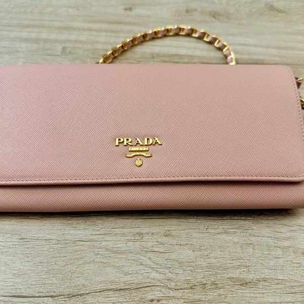 Prada wallet on chain woc 長夾皮穿鏈手拿包/斜背包鏈包-5