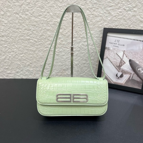 98新Balenciaga巴黎世家薄荷綠Gossip鰐魚紋斜挎包