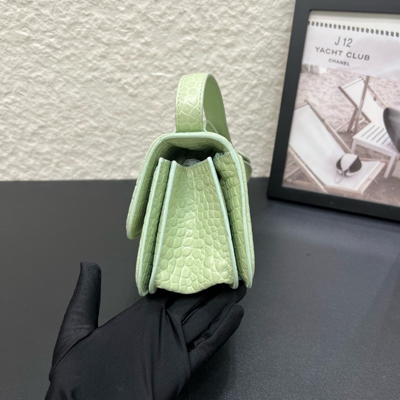 98新Balenciaga巴黎世家薄荷綠Gossip鰐魚紋斜挎包-3