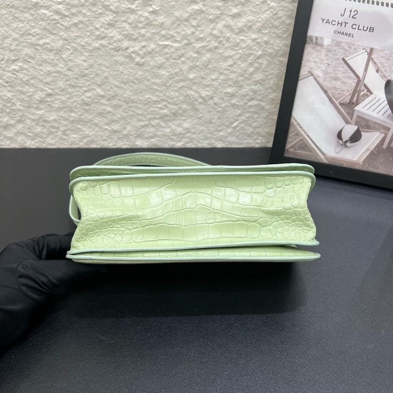 98新Balenciaga巴黎世家薄荷綠Gossip鰐魚紋斜挎包-4