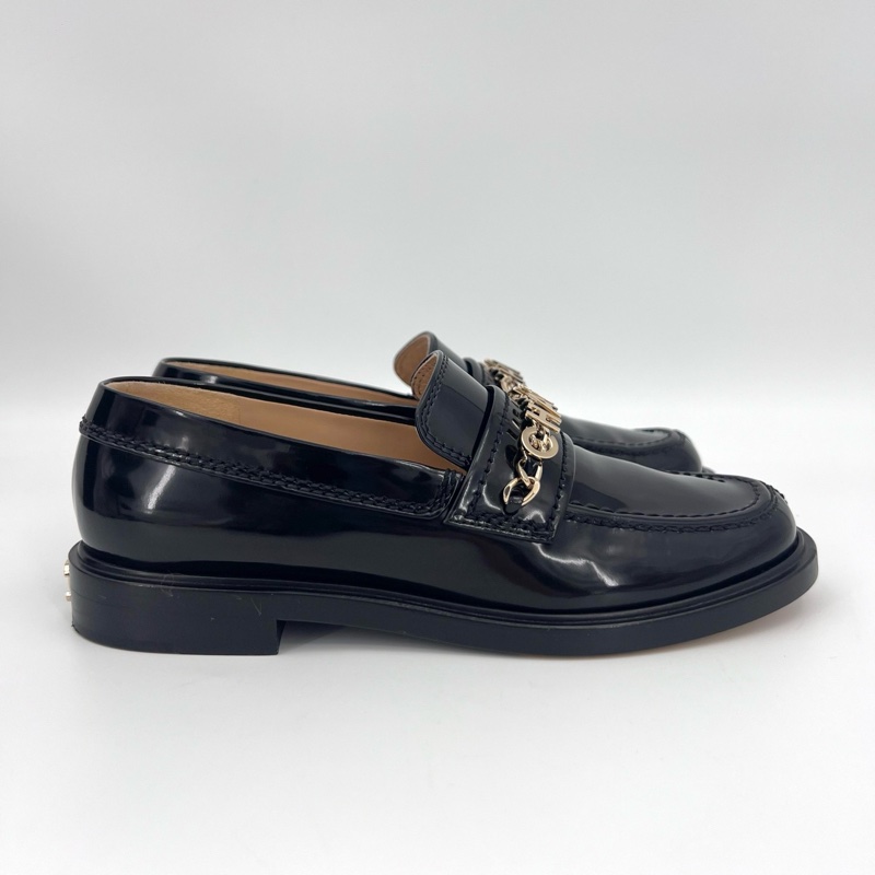 Chanel香奈兒 黑色漆皮樂福鞋-1