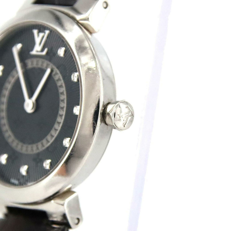 路易威登 Tambour Slim 黑色 11P QA143 不鏽鋼石英錶-2