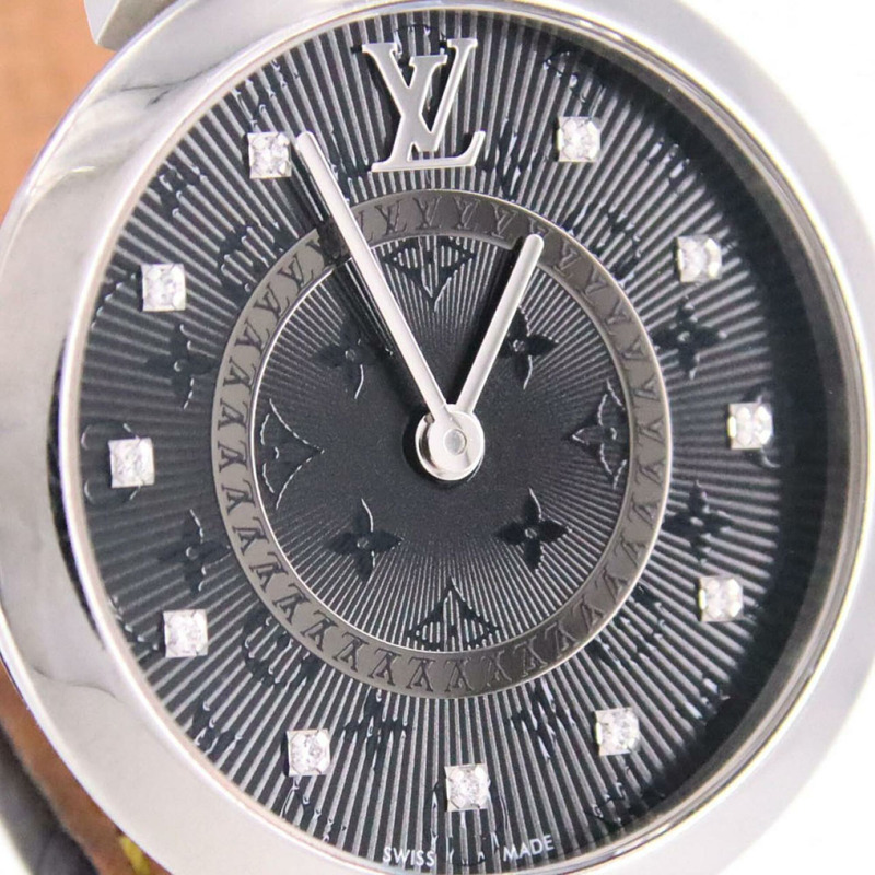 路易威登 Tambour Slim 黑色 11P QA143 不鏽鋼石英錶-4
