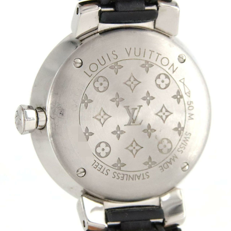 路易威登 Tambour Slim 黑色 11P QA143 不鏽鋼石英錶-5