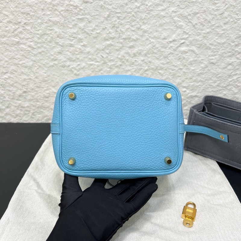 98新Hermes愛馬仕Picotin 18菜籃子金扣北方藍-4