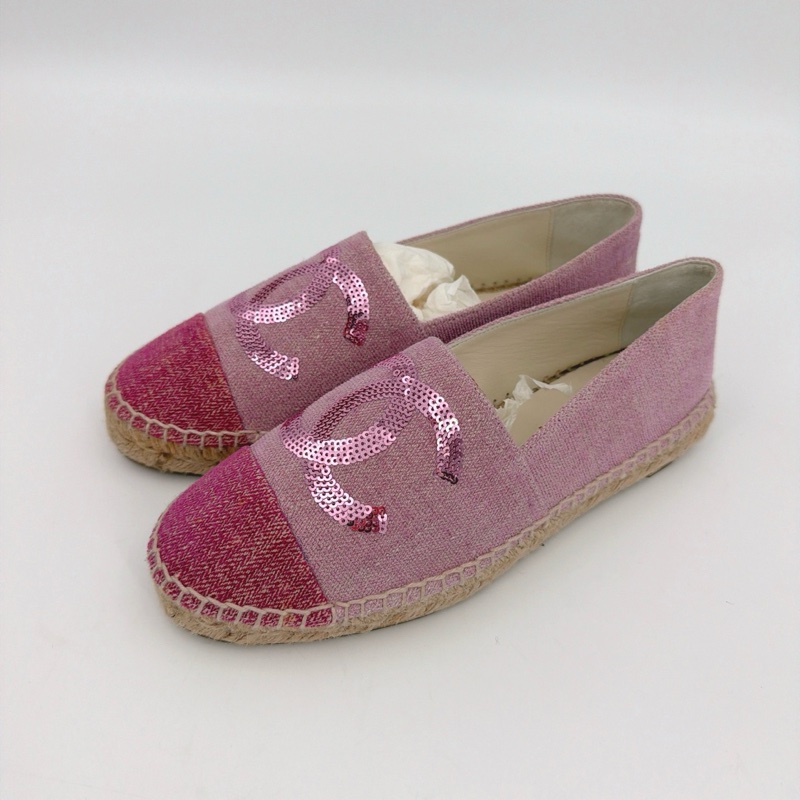 Chanel 香奈兒粉色閃面漁夫鞋-3