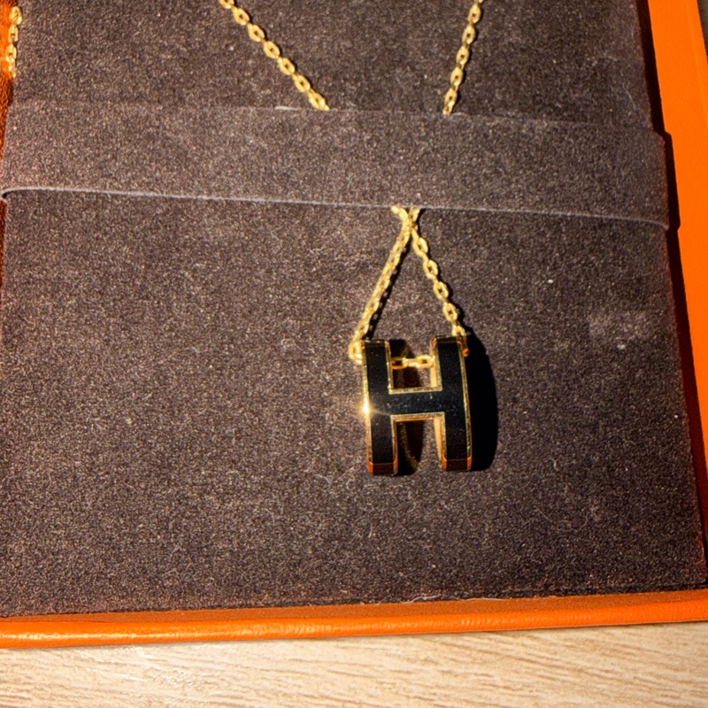 愛馬仕 hermes pop H 黑金 項鍊-7