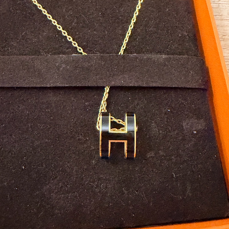 愛馬仕 hermes pop H 黑金 項鍊-8