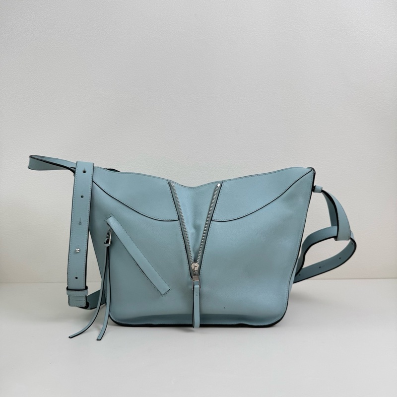 Loewe/羅意威 小號淺藍色 吊床包單肩包 銀扣-0