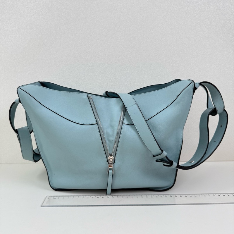 Loewe/羅意威 小號淺藍色 吊床包單肩包 銀扣-2