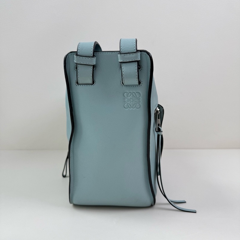 Loewe/羅意威 小號淺藍色 吊床包單肩包 銀扣-4