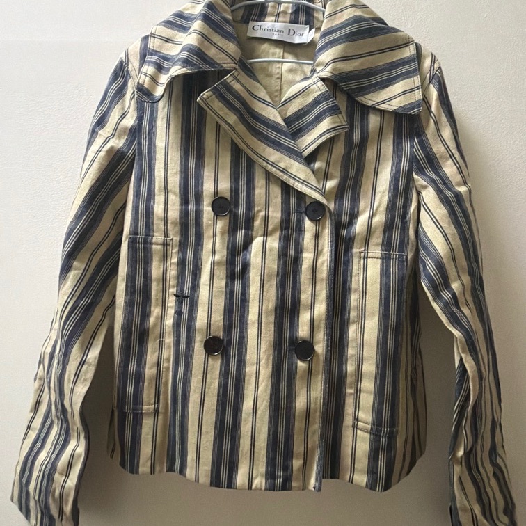 Dior CD 條紋 休閒式 西裝夾克 外套 義大利 34-0