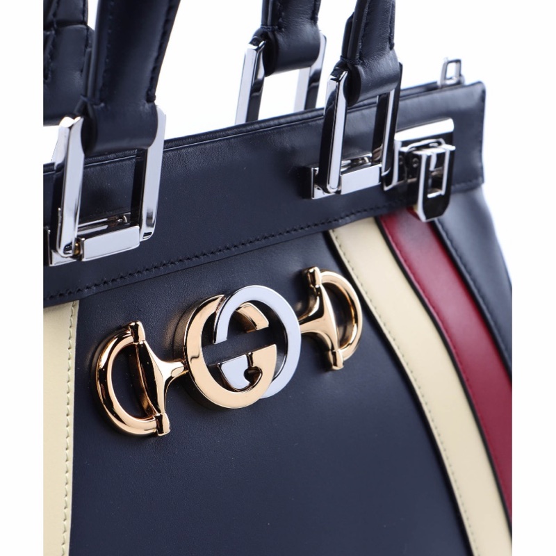 Gucci 女士 藏青色金屬徽標手提包均碼碼27cm*10cm*22cm-4