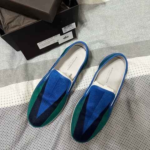Bottega Veneta Intrecciato Weave Colorblock Pattern Loafers