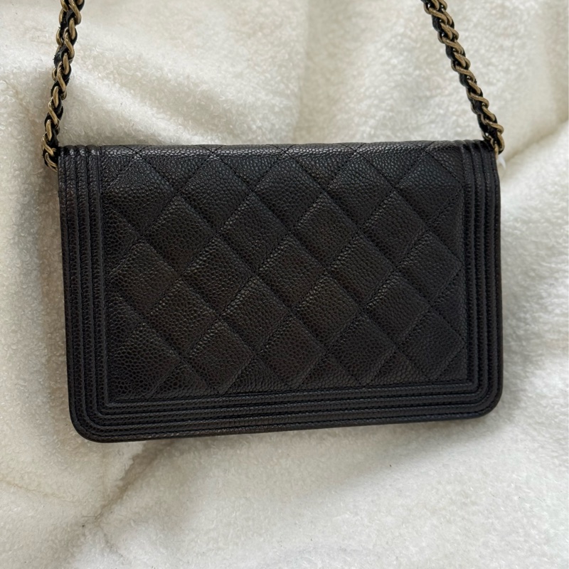 (閒置新🆕)Chanel 黑金荔枝boy woc-1