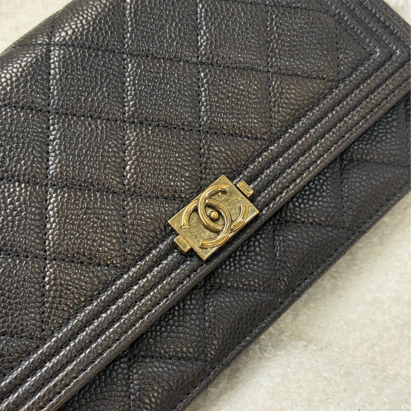 (閒置新🆕)Chanel 黑金荔枝boy woc-2