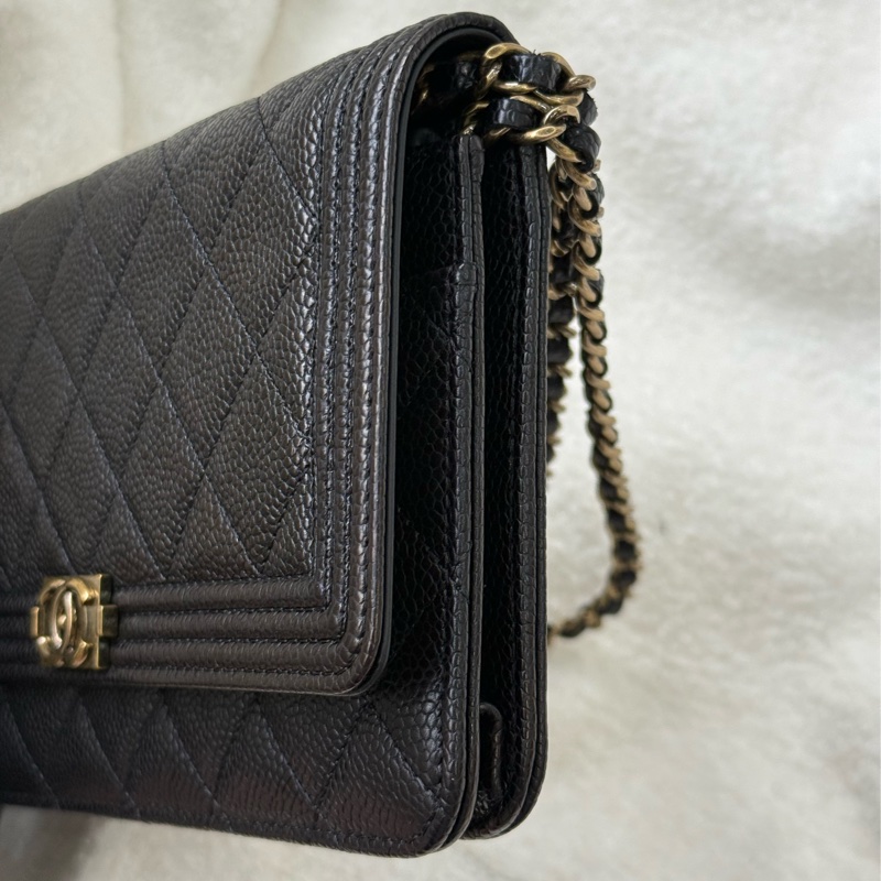 (閒置新🆕)Chanel 黑金荔枝boy woc-3