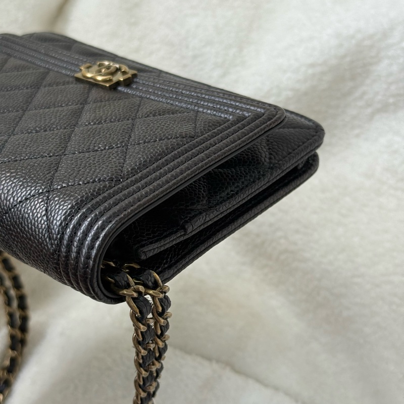 (閒置新🆕)Chanel 黑金荔枝boy woc-5