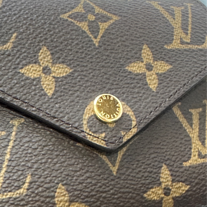 Lv 老花 棕色內裡三折短夾-13