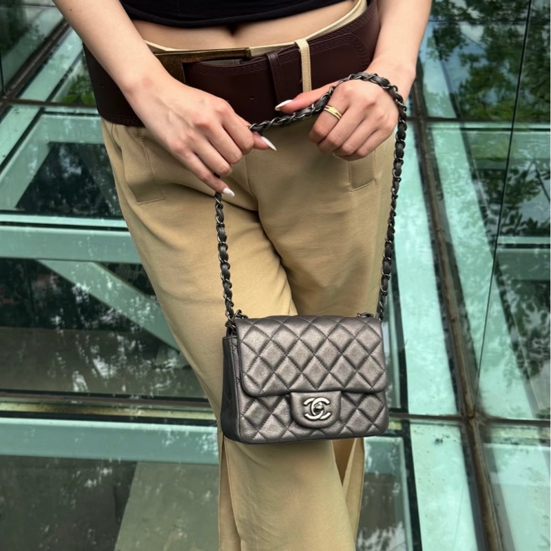 全配🈶購證❤️ 香奈兒 #金屬黑 #炭黑 #牛皮 #方胖子-4