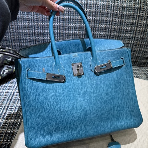 birkin30牛仔藍銀扣