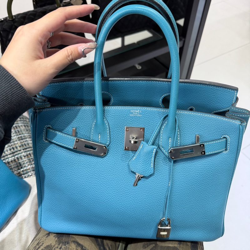 birkin30牛仔藍銀扣-7
