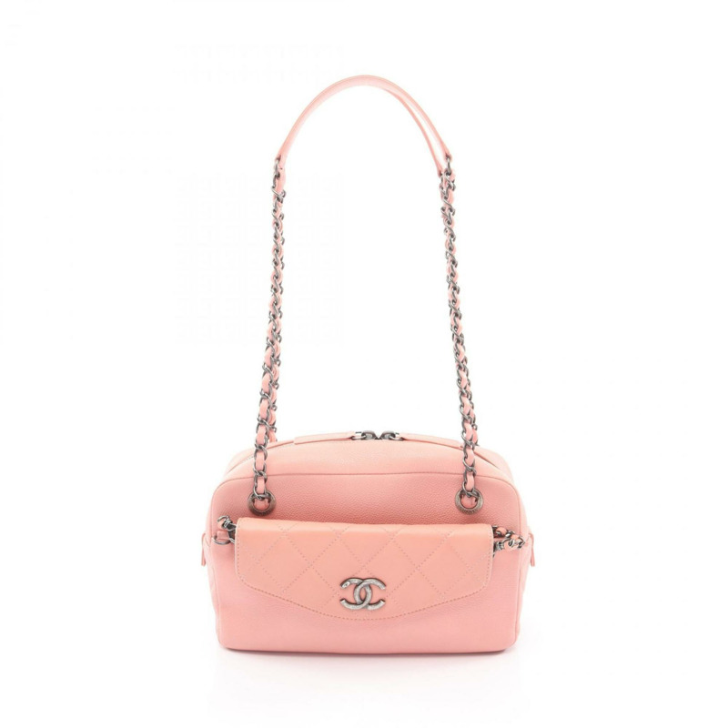 香奈兒 (CHANEL) 絎縫相機包 單肩手提包 粒面小牛皮 女士粉紅色-0