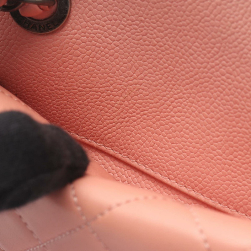 香奈兒 (CHANEL) 絎縫相機包 單肩手提包 粒面小牛皮 女士粉紅色-7