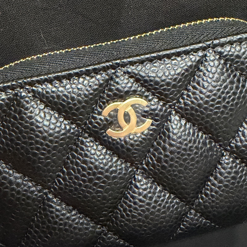 香奈兒Chanel 卡包黑色金釦荔枝牛皮-1