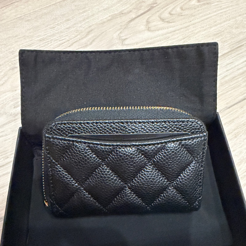 香奈兒Chanel 卡包黑色金釦荔枝牛皮-6